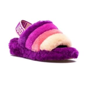 UGG Fluff Yeah Slide Slippers In Purple Fuchsia Rose.
